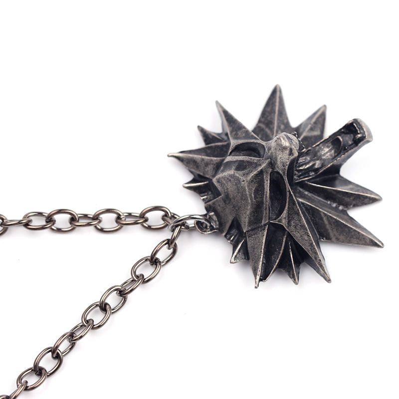 推荐QIMING Witcher Punk Wolf Head Men Necklace Hip Hop Punk