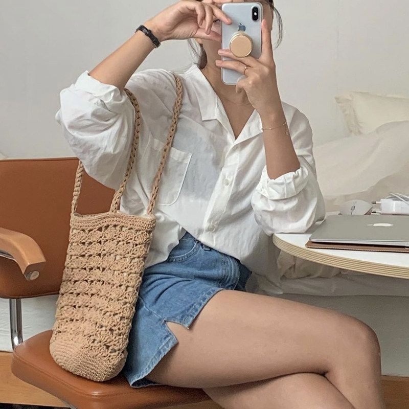 镂空编织包女2022新款圆筒包海边沙滩度假法式手提单肩水桶包,箱包皮具/热销女包/男包,通用款女包,淘宝优惠券,粉丝福利购,淘宝优惠卷