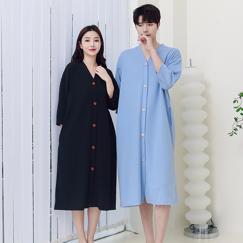 男士睡袍带扣子春夏薄款吸水浴袍男士睡衣中长款裸穿男士睡裙连体,女士内衣/男士内衣/家居服,睡袍/浴袍,淘宝优惠券,粉丝福利购,淘宝优惠卷