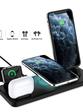 QI 15W 6 In1 Wireless Charger Fast Charging Station Stand Fo