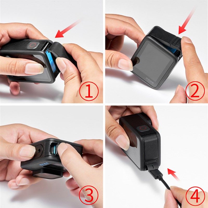 GoPro11电池侧盖 狗10/9硅胶套侧开防尘充电仓盖运动相机配件套装