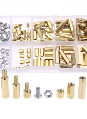120pcs M3 Male Female Brass Spacer Standoff Screw Nut Assort