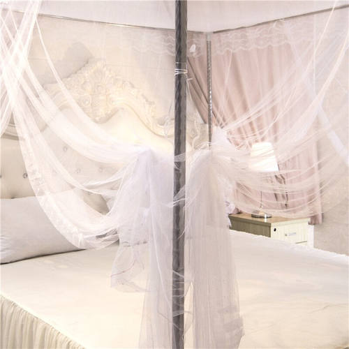 格赞蚊帐家用双人床纹帐单人床加粗支架文帐三开门落地宫廷蚊帐家