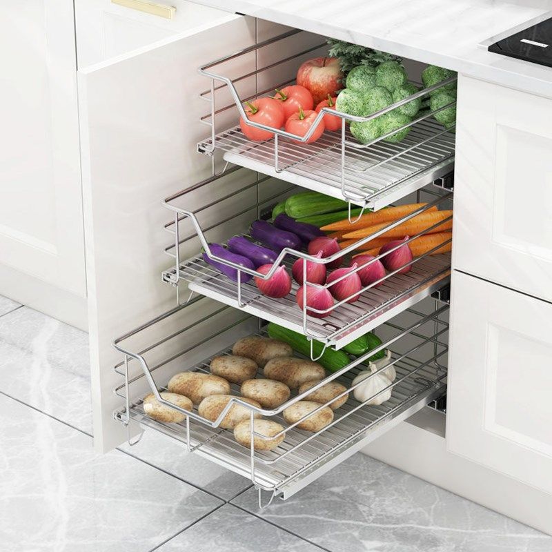 蔬果拉篮500橱柜放菜拉篮600厨房304不锈钢800抽屉篮储菜阻尼滑轨,家装主材,拉篮,淘宝优惠券,粉丝福利购,淘宝优惠卷