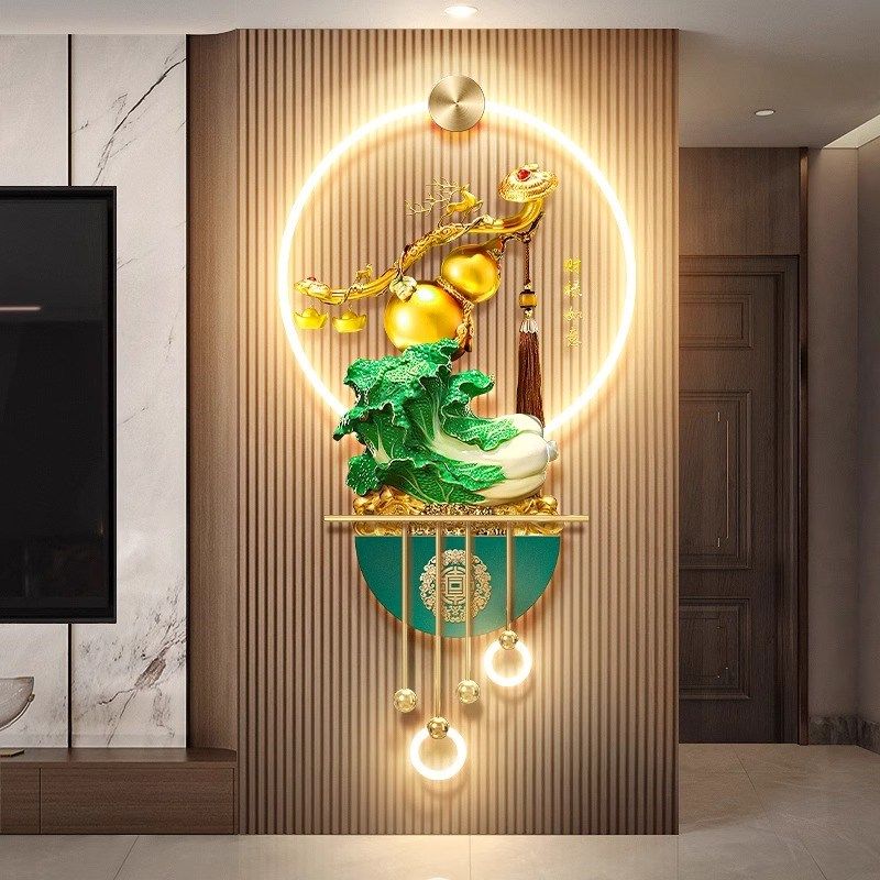 招财葫芦玄关带灯装饰画入户画正对门灯光画客厅墙面挂画过道壁画,家居饰品,氛围画/灯画,淘宝优惠券,粉丝福利购,淘宝优惠卷