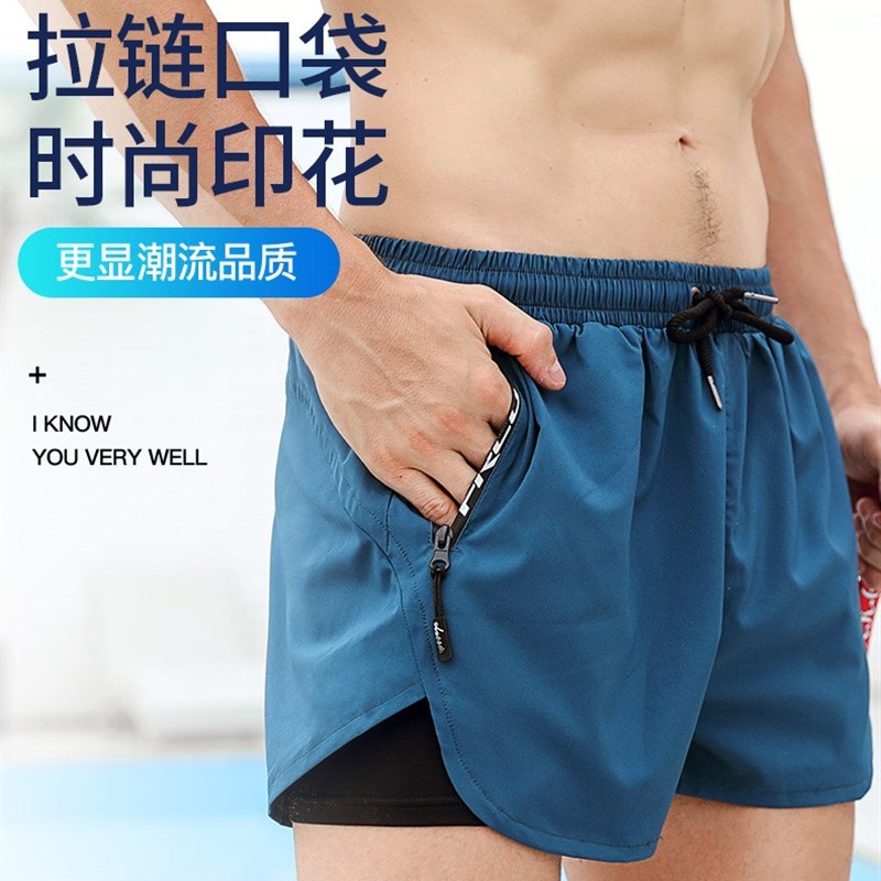 沙滩裤男可下水宽松速干三分泳裤弹力内衬防尴尬游泳冲浪温泉短裤