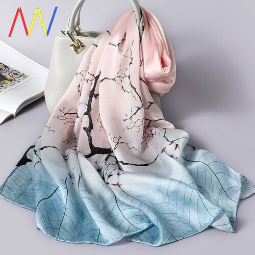 速发2020new muffler women gift silk scarf satin print long S