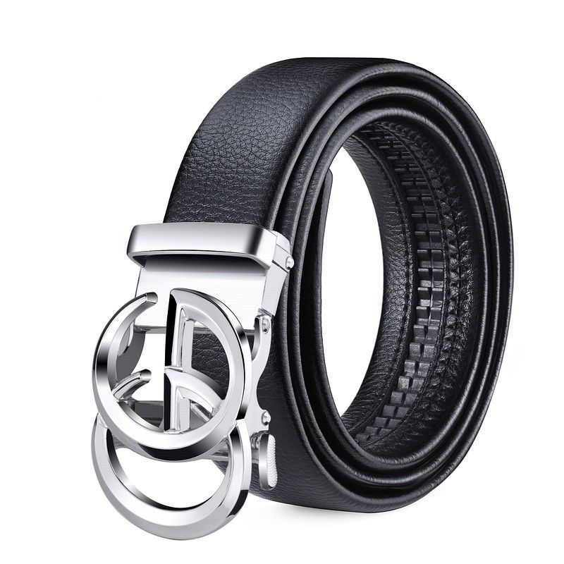 全卡槽头层牛皮全牙男士皮带真皮自动扣全卡槽纯牛皮腰带休闲裤带
