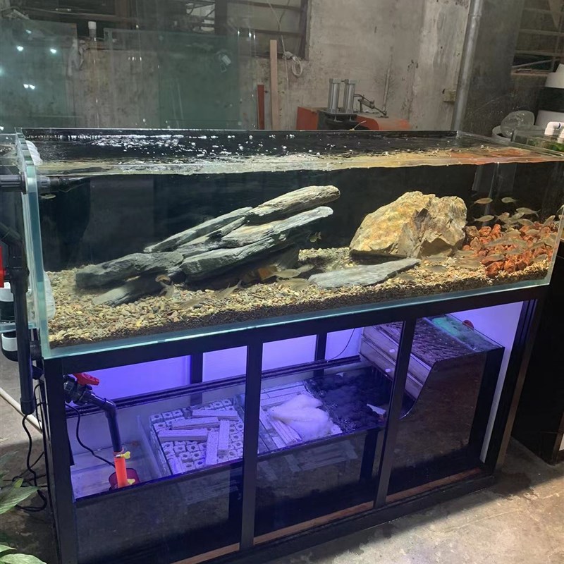水草溪流缸水族箱底滤客厅超白玻璃兰寿J背包侧溢流生态鱼缸不含