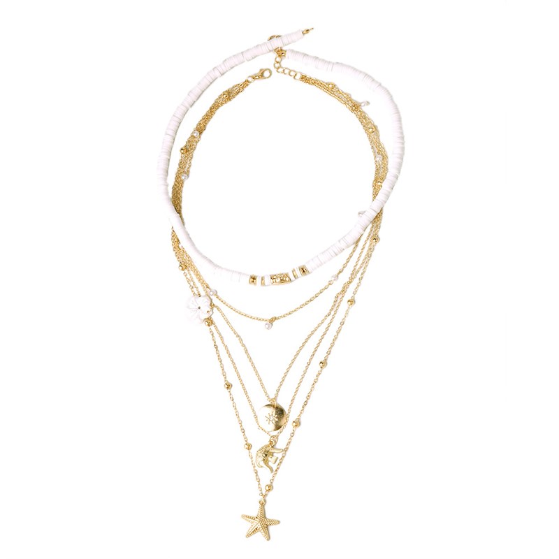 新品layered necklace with diamond inlaid alloy neck necklace