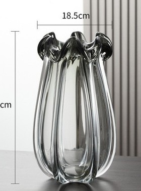 餐桌现代奢透明风格插花ins摆件简约客厅玻璃养干花水北欧轻花瓶