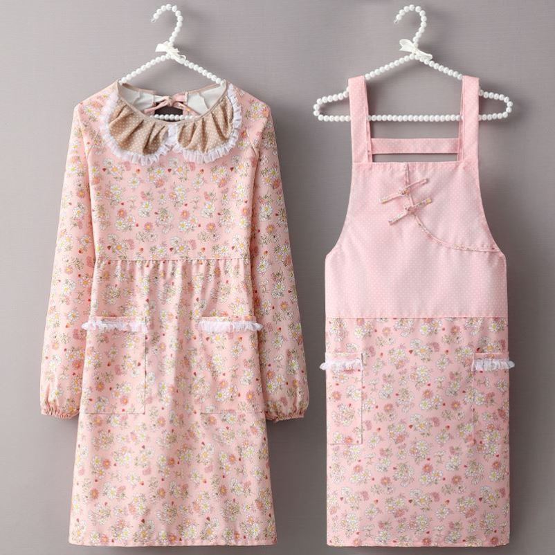 女士做饭罩衣超好看漂亮时尚的长袖围裙厨房家用2023新款防水防油