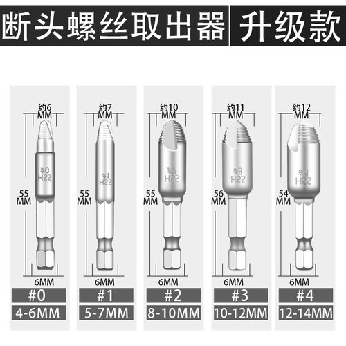 断头螺丝取出器修滑丝滑牙取螺丝拆D除工具起子双头断丝取丝器套