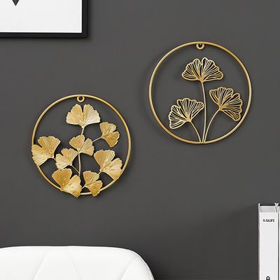 推荐Nordic Ginkgo Leaf Wall Decor Ornament Iron Light Luxury