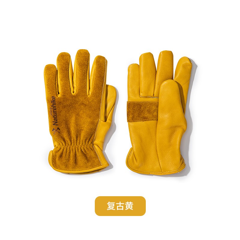 小众高货Naturehike挪客户外牛皮手套劳保耐磨工作露营真皮复古黄