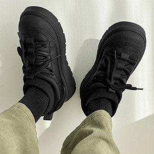 冬季雪地靴男女款加绒保暖厚底棉鞋百搭防水黑色袜子口短筒面包鞋