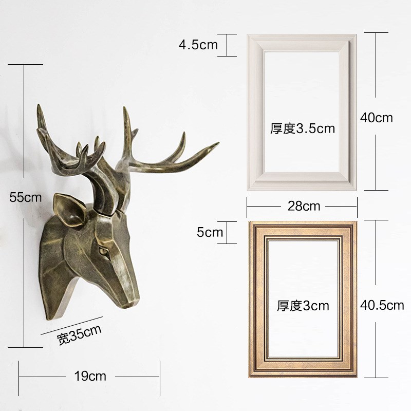 创意现代简约树脂工艺鹿头t酒吧客厅墙面装饰立体壁画礼品壁挂清图片