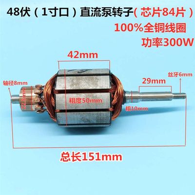 潜水泵转子直流配件12V24V48V60VG72伏两用通用一二寸线铜电机线