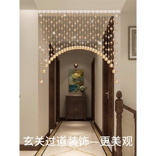 客餐厅玄关过道装 水晶珠帘隔断帘家用欧式 饰N卧室卫生间门帘挂帘