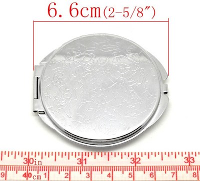 Compact-Mirror Flower-Carved Make-Up Silver 1PC New Espelho-