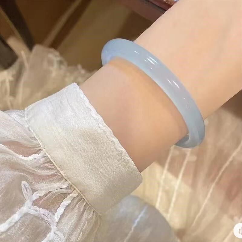 叮当镯白月光手镯女款琉璃清新百搭玉镯子新中式手镯女友礼物3