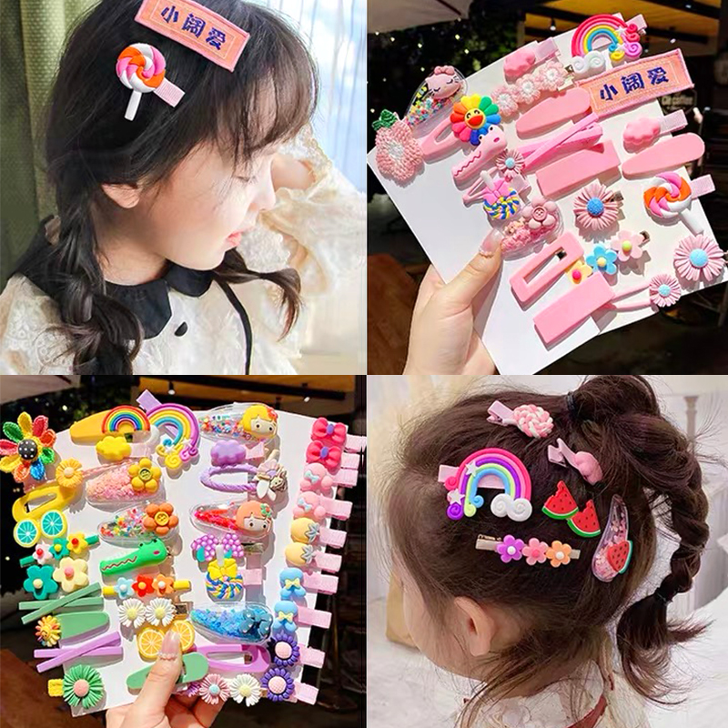 网红6/10Pcs Girls Cute hair clip set Rainbow Fruit Cartoon H 饰品/流行首饰/时尚饰品新 发饰 原图主图