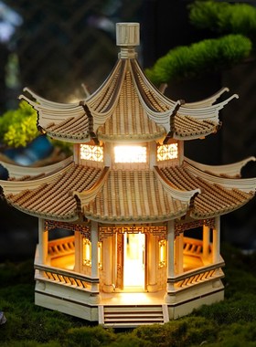 木制新中式古建筑吊灯吊饰挂件酒店名宿茶楼玄关装饰工艺成品摆件