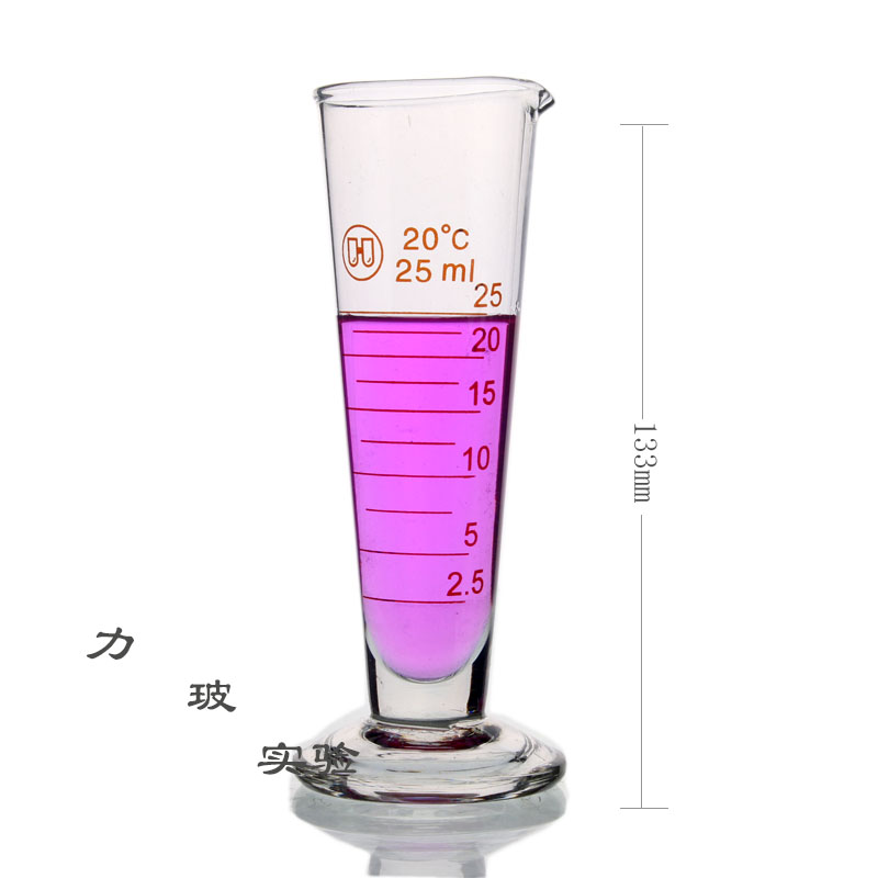 华鸥玻璃量杯5 10 25 50 100ml带刻度液体称量 测量精确量筒 锥形