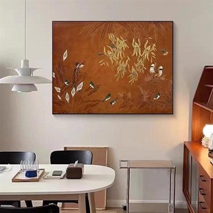 百鸟朝阳客厅电表箱装饰画新中式高级感沙发背景墙挂画中古餐厅艺