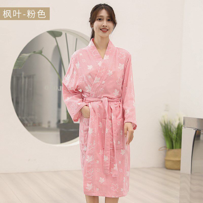 纱布浴袍薄款夏季吸水浴衣男女睡衣居家酒店民宿睡袍全棉中长