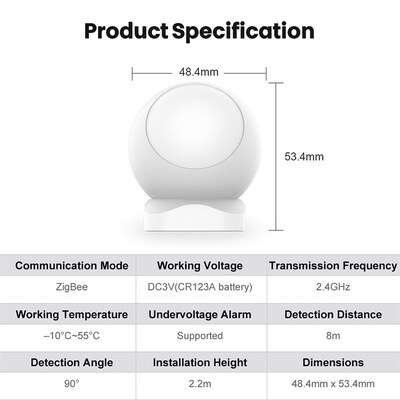 Zigbee PIR Motion Sensor ,Tuya Wireless Infrared Detector Se