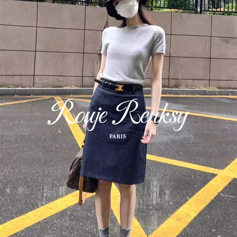 法国 法式通勤休闲牛仔半身裙女夏高腰显瘦百搭A字裙