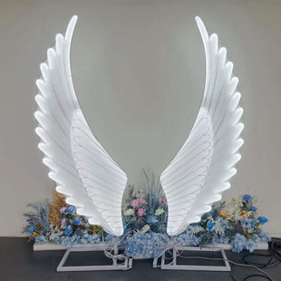新款婚庆道具发光翅膀摆件比翼双飞舞台装饰悬吊式天花板挂件婚礼