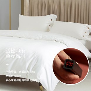 民宿酒店风床上用j品白色床单四件套纯棉亲肤60支床笠简约3三件套