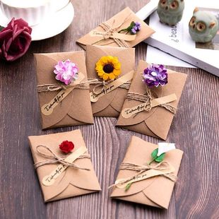 Flower DIY Greeting Vintage Paper Handmade Card Kraft