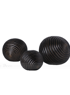 现代简约客厅茶几摆件家居装饰品样板间电视柜边角U几螺纹球形摆