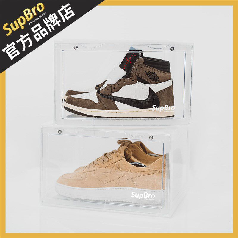 SupBro透明鞋盒侧开款无声控发光AJ球鞋防氧化尘潮亚克力收藏鞋柜图片