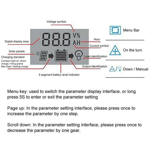 10/20/30/60/100A MPPT Solar Charger Controller 12/24V PWM LC