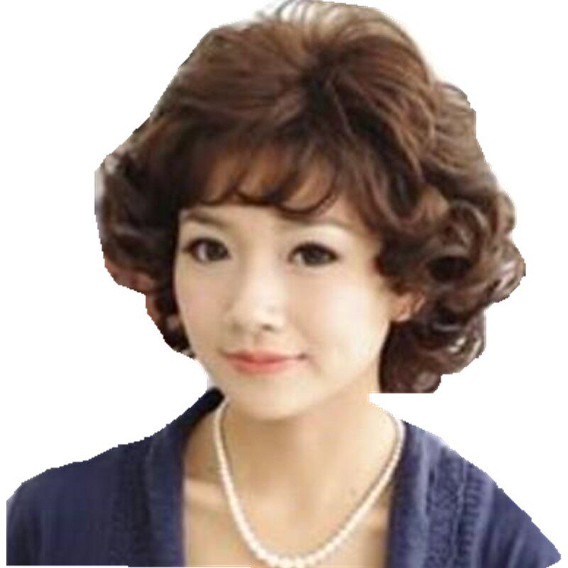 中老年假发套妈妈短卷发蛋卷头发型女式高贵外翻翘中年假发短发