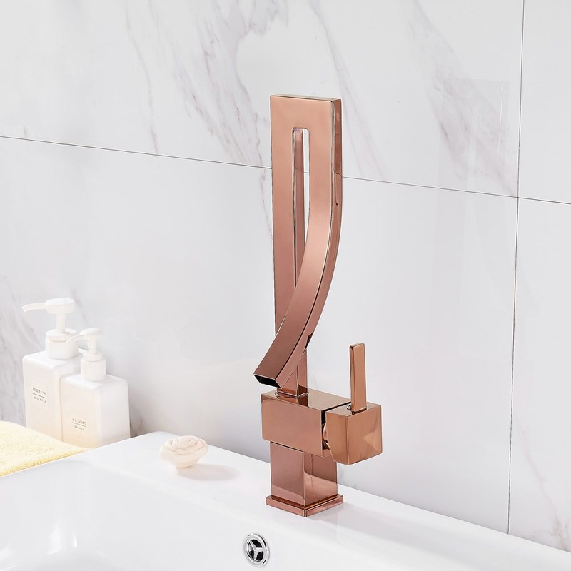 新品New Arrival Brass Creative Rose Gold Bathroom Sink Mixer