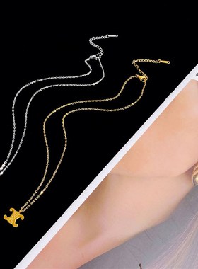 凯旋门钛钢项链 洗澡不用取18K电镀不掉色高级R感通勤百搭锁骨链