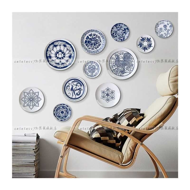 青花瓷盘中餐厅背景墙壁饰挂盘装饰盘子墙陶瓷盘组盘看盘坐盘摆件,家居饰品,装饰坐盘/挂盘,淘宝优惠券,粉丝福利购,淘宝优惠卷