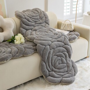 加厚毛绒沙发垫冬季防滑三座一贵妃皮直排三人位坐垫套罩2024新款