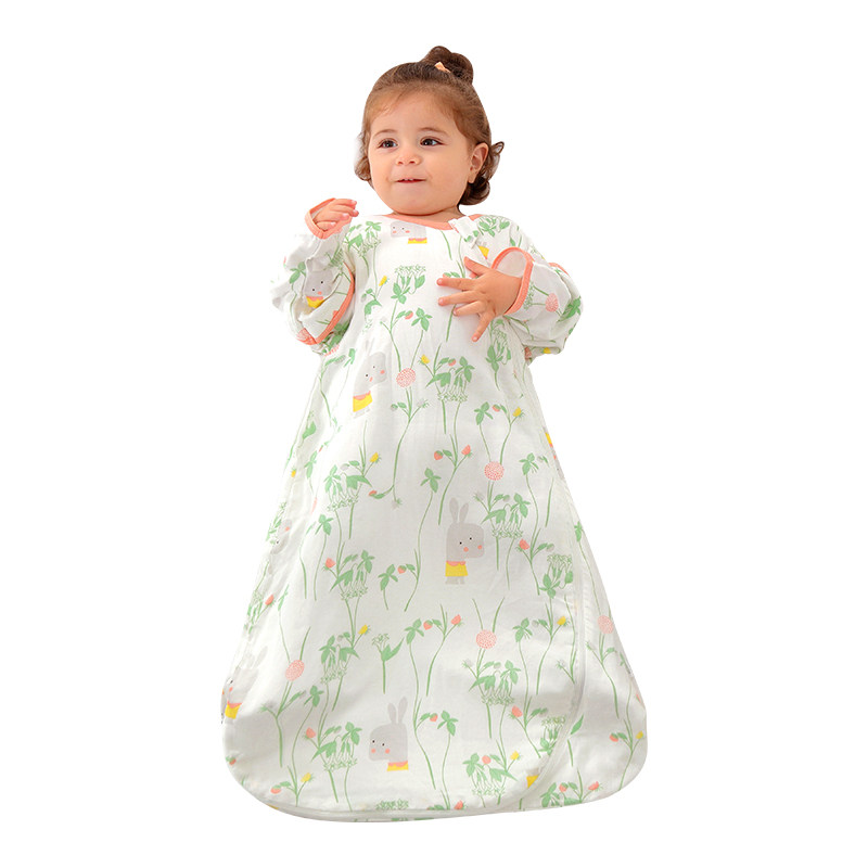 婴儿睡袋夏季薄款一体式竹棉纱布宝宝睡袋新生幼儿春秋6层防踢被