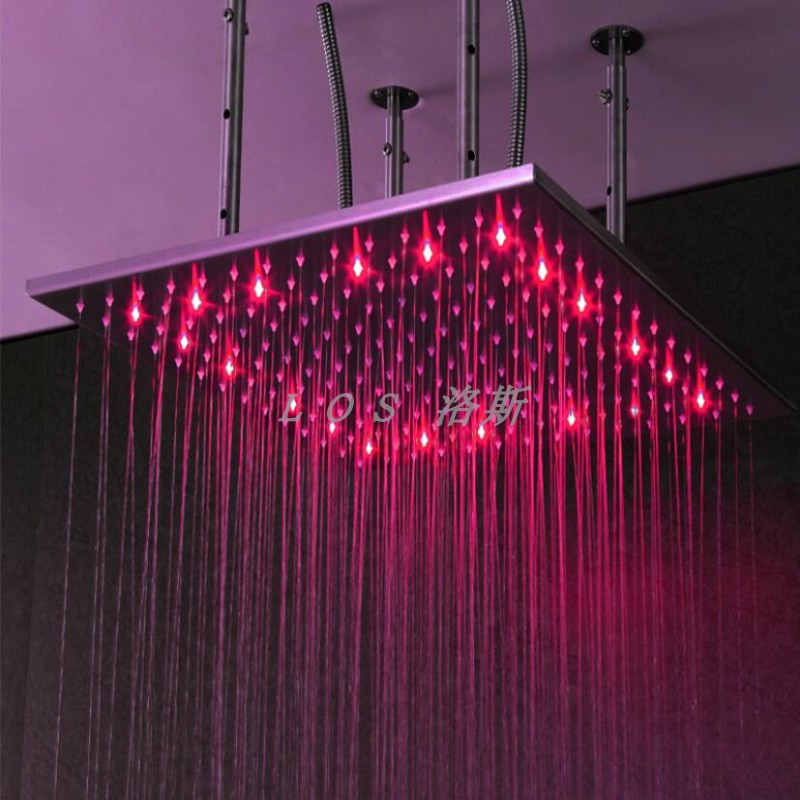 20寸50厘米大淋浴头卫生间洗澡淋雨器led带灯花洒喷Y头吊顶莲蓬头