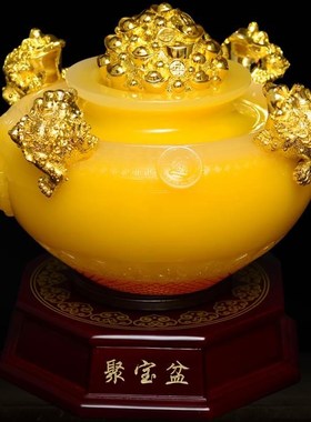 l树聚宝盆摆件家装居业客厅招财饰品办公室风水摆设店铺脂开礼品M