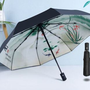 胶伞两太雨国舞古遮风汉黑w伞晴墨晒风防用伞中折阳服阳蹈三水画