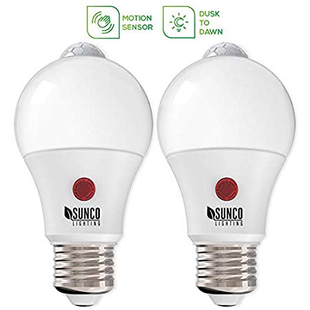 新品Sunco Lighting 2 Pack A19 LED Bulb Dusk-to-Dawn(Photoce