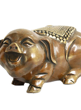 纯铜猪摆件招財风水客厅铜生肖猪小猪金猪的摆件猪饰品工艺礼品