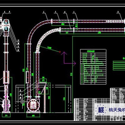 DN100-00圆管链输送机CAD图纸(含零部件)车间生产图纸 机械设计